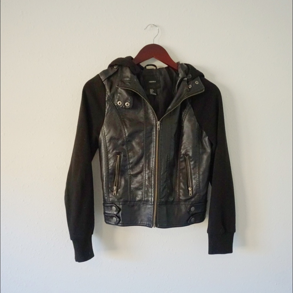 Forever 21 black pleather punk jacket